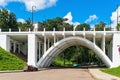 Russia, Yaroslavl, July 2020. Picturesque automobile bridge over the city street.