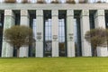 Modern building of Supreme Court of Poland, Columns of Law with sentences, Warsaw, Poland