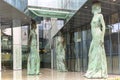 Modern building of Supreme Court of Poland, statues of caryatids symbolizing faith, hope and love, Warsaw, Poland