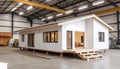 Prefabricated house construction, modular home building and modern housing Generative AI Royalty Free Stock Photo
