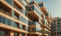 modern building with unique architectural design features series stacked rectangular sections, each with