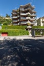 Modern building view from outside with road