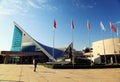 Modern building of Xinghai Concert Hall and music square in GuangZhou City, urban scenery of China Asia