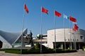 Modern building of Xinghai Concert Hall and music square in GuangZhou City, urban scenery of China Asia.