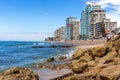 Modern buildings at the beach in Salinas, Ecuador. Royalty Free Stock Photo