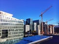 Modern buildings and building cranes in the central business district of Oslo, Norway. Royalty Free Stock Photo