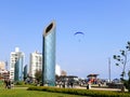 Modern buildings and a circular mirror towers, Lima