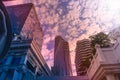 Modern buildings with cloud and sky in Chidlom area at Sukhumvit road Bangkok Thailand