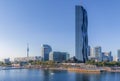 Modern buildings and the Danube river in Vienna Royalty Free Stock Photo