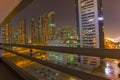 Modern buildings in Dubai city, night scene Royalty Free Stock Photo