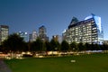 Modern buildings and Klyde Warren Park night scenes Royalty Free Stock Photo