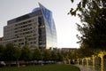 Modern buildings and Klyde Warren Park on sunset Royalty Free Stock Photo