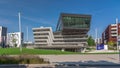 Modern buildings with library and Learning Center Of Vienna University of Economics and Business timelapse hyperlapse Royalty Free Stock Photo
