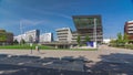 Modern buildings with library and Learning Center Of Vienna University of Economics and Business timelapse hyperlapse Royalty Free Stock Photo