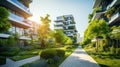 Modern Buildings In A Lush City Residential Area