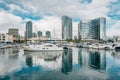 Modern buildings and marina at the Embarcadero in San Diego, California Royalty Free Stock Photo