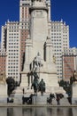 Modern buildings and the Miguel de Cervantes monument in Madrid, spain, architecture