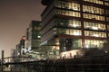 Modern buildings at night