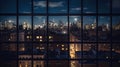 modern buildings at night,New York city panorama at night view from windows blurred light usa urban Royalty Free Stock Photo