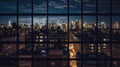 modern buildings at night,New York city panorama at night view from windows blurred light usa urban Royalty Free Stock Photo