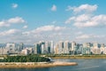 Modern buildings and Nodeulseom island Han river park in Seoul, Korea Royalty Free Stock Photo