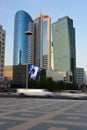 Modern buildings of original form in Astana Royalty Free Stock Photo