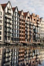 Modern buildings on Granary Island over the Motlawa River in Old Town. Abstract structure. Creative photo Tourism on the Royalty Free Stock Photo