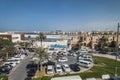 Modern buildings on the palms island Royalty Free Stock Photo