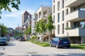 Modern buildings at a street with cars