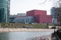 Modern buildings on the river banks Royalty Free Stock Photo