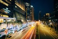 Modern buildings and street at night at Banqiao, in New Taipei C