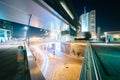 Modern buildings and street at night, in Donau City, in Vienna, Royalty Free Stock Photo