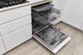 Modern built-in empty dishwasher with open door Royalty Free Stock Photo