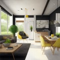 modern bungalow interior illustration