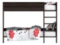 Modern bunk bed with bedding