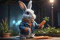 "The Modern Bunny: Anthropomorphic Rabbit in Blue Jacket".