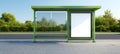 The modern bus stop with green architecture in a tranquil urban environment AI generated image Royalty Free Stock Photo