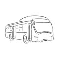 Modern bus symbol, outlined vector icon. bus vector sketch illustration Royalty Free Stock Photo