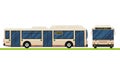 Modern bus vector flat design. Public transport vehicle, city transit short distance bus, front and side view, isolated. Royalty Free Stock Photo