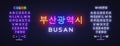 Modern Busan Neon sign, great design for any purposes. Translate Busan. Editing text neon sign. Vector illustration