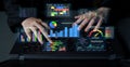 Modern Business Analytics and Data Visualization with Interactive Graphs and Charts on a Laptop Screen Quark Royalty Free Stock Photo