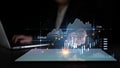 Modern Business Analytics: Professional Analyzing Financial Data with Interactive Graphs and Charts on Digital Interface Royalty Free Stock Photo