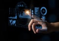 Modern Business Analytics Visualization with Interactive Data Graphs and Charts on Dark Background for Technology and Royalty Free Stock Photo