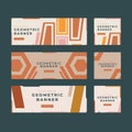 Modern business banners with geometric shapes in natural warm orange earthy hues