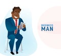 Modern business black man in the office sitting on the chair Royalty Free Stock Photo