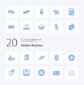 20 Modern Business Blue Color icon Pack like ruler organizer analytic desk graph Royalty Free Stock Photo