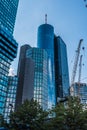 Modern business buildings, skyscrapers with glass facades in Frankfurt am Main Royalty Free Stock Photo
