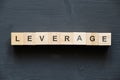 Modern business buzzword - Leverage. Top view on wooden table with blocks. Top view Royalty Free Stock Photo