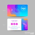 Modern business card design with vibrant bold color background, oblique line pattern fluid background