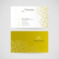 Business card name design template with simple oriental pattern, vector illustration. Royalty Free Stock Photo